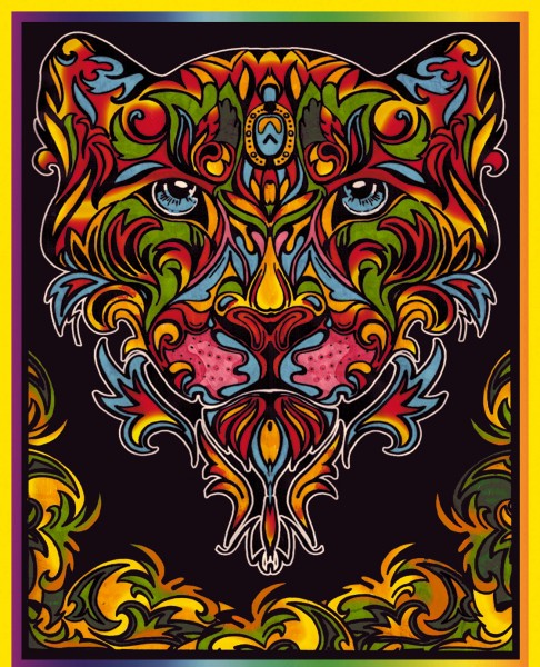 Samtbild, Color Velvet, Groß, ca. 47x35cm, Tiger