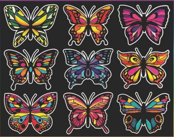 Samtbild, Color Velvet, Groß, ca. 47x35cm, Schmetterlinge