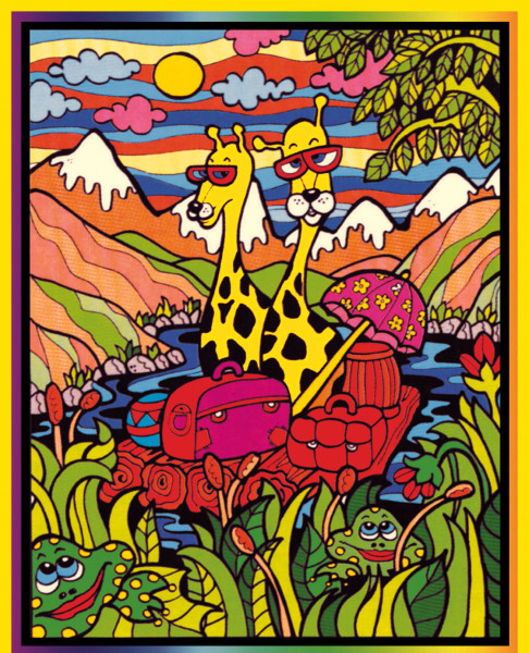 Samtbild, Color Velvet, Groß, ca. 47x35cm, Giraffe
