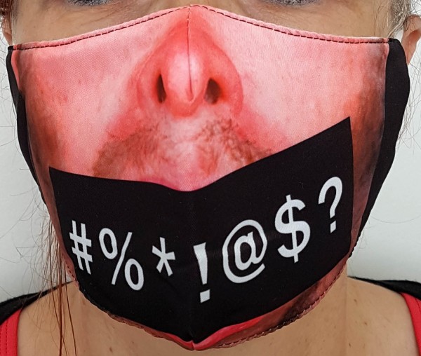 Mund- und Nasenschutz, Stoff, bärtige Symbole