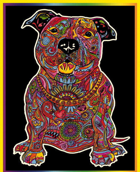 Samtbild, Color Velvet, Groß, ca. 47x35cm, Pitbull Mandala