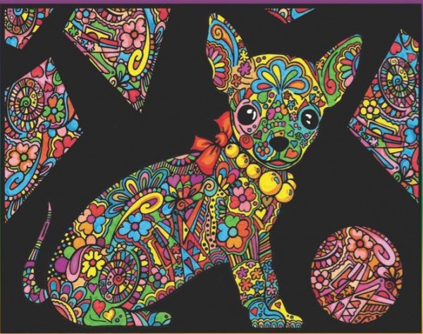 Samtbild, Color Velvet, Groß, ca. 47x35cm, Chihuahua