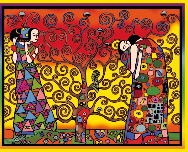 Samtbild, Color Velvet, Groß, ca. 47x35cm, Baum von Klimt