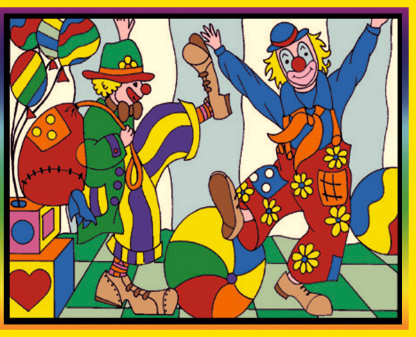 Samtbild, Color Velvet, Mittel, ca. 37x28cm, Clown