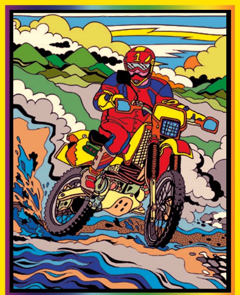 Samtbild, Color Velvet, Mittel, ca. 37x28cm, Motocross