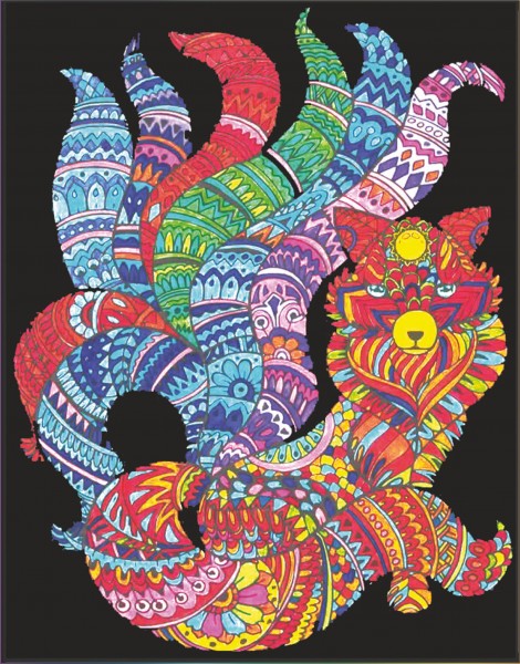 Samtbild, Color Velvet, Groß, ca. 47x35cm, Fuchs
