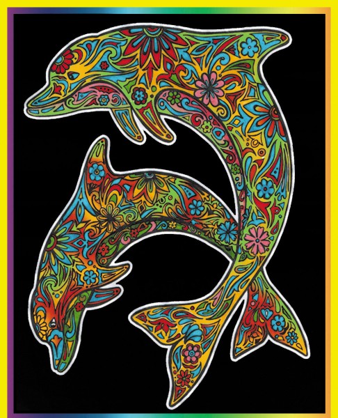 Samtbild, Color Velvet, Groß, ca. 47x35cm, Delphin