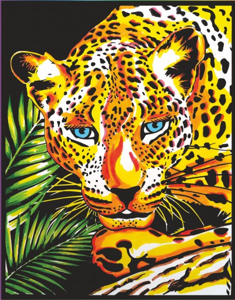Samtbild, Color Velvet, Groß, ca. 47x35cm, Leopard