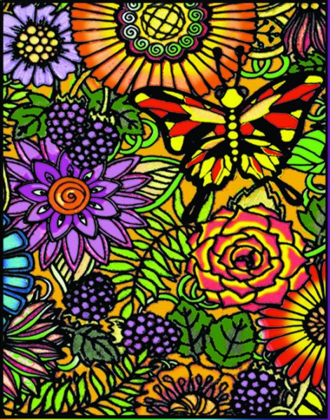 Samtbild, Color Velvet, Groß, ca. 47x35cm, Blumen
