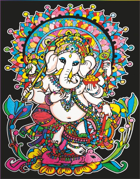 Samtbild, Color Velvet, Groß, ca. 47x35cm, Ganesha