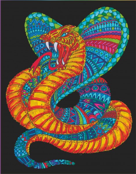 Samtbild, Color Velvet, Groß, ca. 47x35cm, Cobra