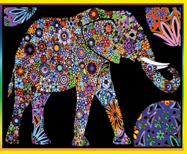 Samtbild, Color Velvet, Maxi, ca. 70x50cm, Elefant Mandala