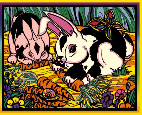 Samtbild, Color Velvet, Mittel, ca. 37x28cm, Häschen