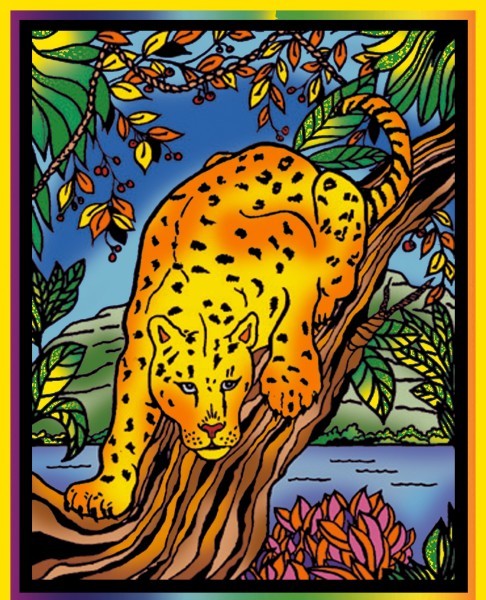 Samtbild, Color Velvet, Mittel, ca. 37x28cm, Leopard