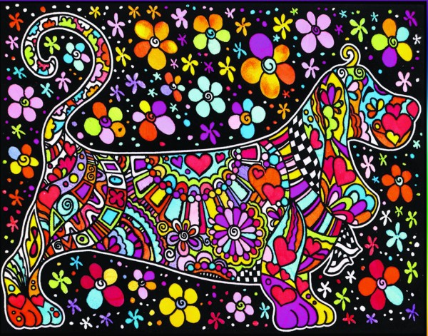 Samtbild, Color Velvet, Groß, ca. 47x35cm, Dackel