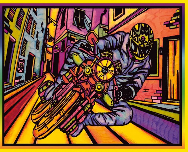 Samtbild, Color Velvet, Groß, ca. 47x35cm, Motorrad