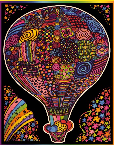 Samtbild, Color Velvet, Groß, ca. 47x35cm, Heißluftballon