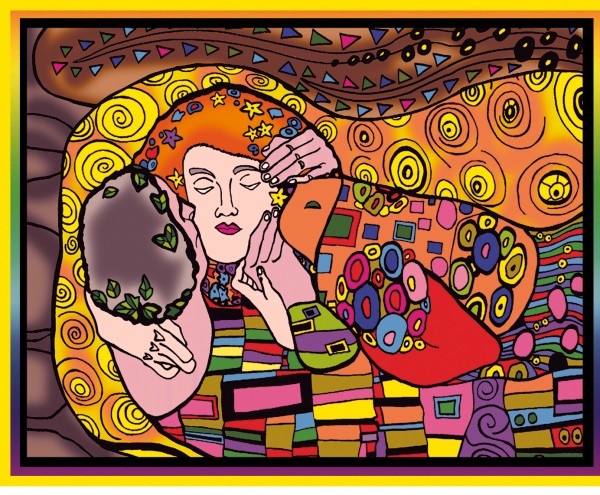 Samtbild, Color Velvet, Groß, ca. 47x35cm, Der Kuss von Klimt