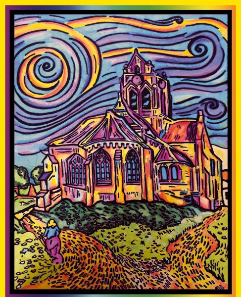 Samtbild, Color Velvet, Groß, ca. 47x35cm, Kirche van Gogh