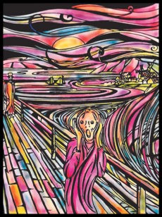 Samtbild, Color Velvet, Groß, ca. 47x35cm, der Schrei, von Munch